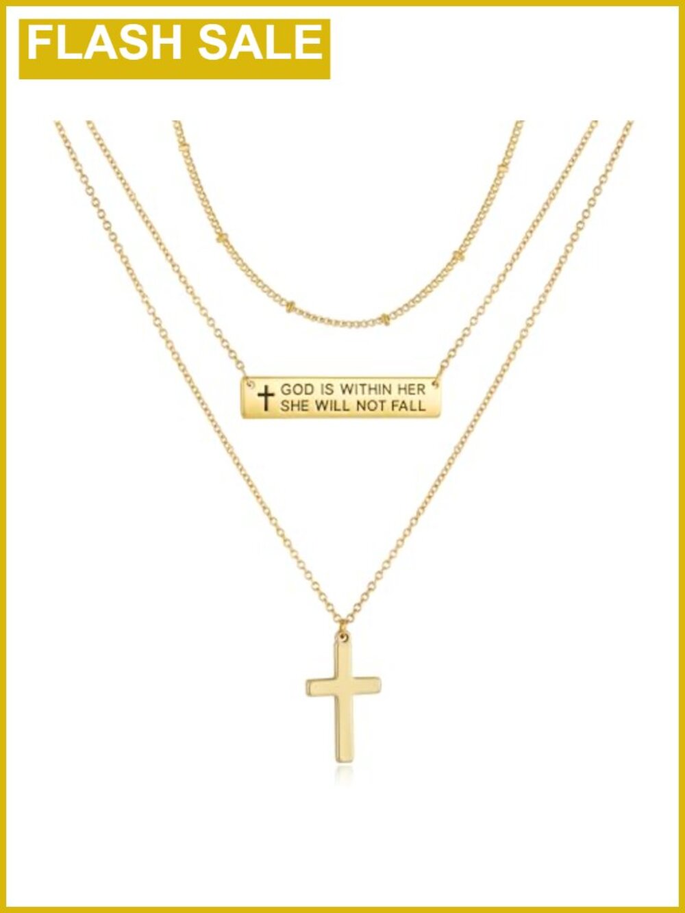 14K Gold Plated Layered Cross Bible Verse Necklace Set Christian Gift